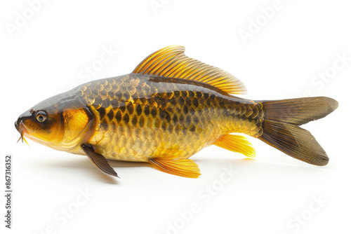 big yellow carp isolated on white background