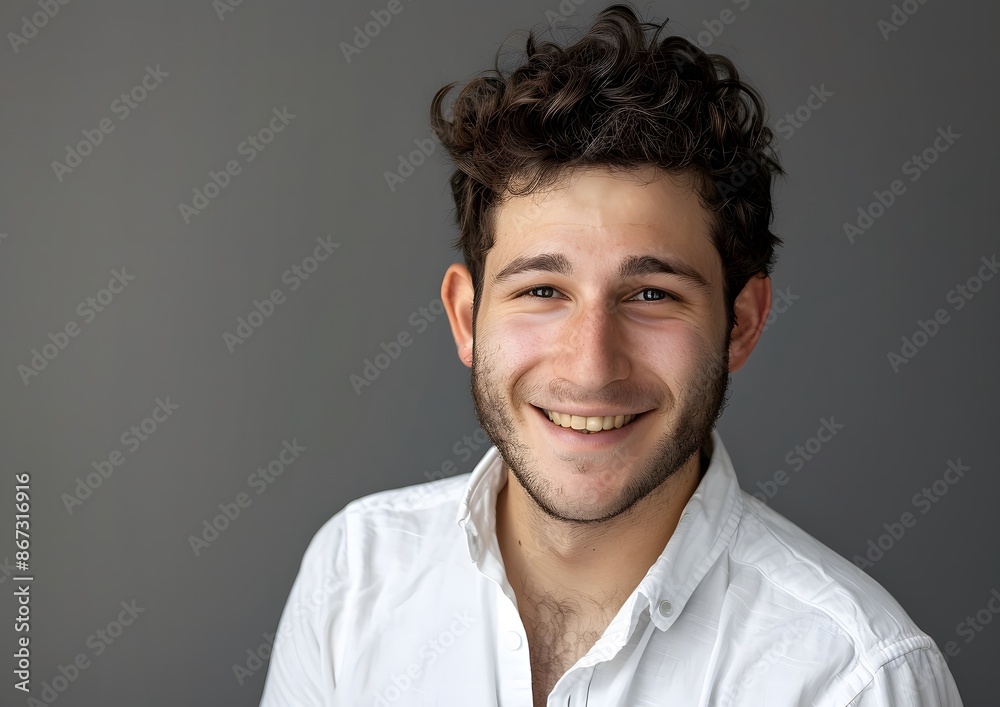 Smiling Man in Glasses Poses for Studio Photos Smiling Man in Glasses Poses for Studio Photos