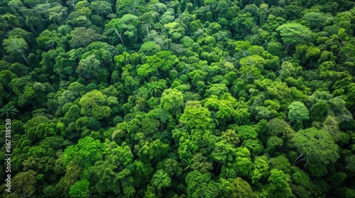 Aerial View of Dense Tropical Rainforest.