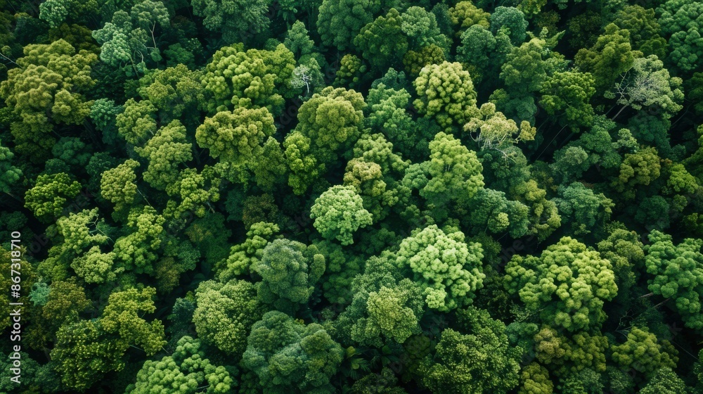 Aerial View of Dense Green Forest Canopy. Aerial View of Dense Green Forest Canopy.
