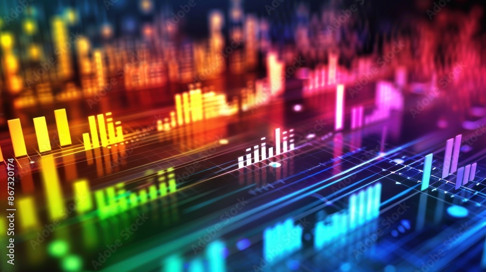 Digital spectrum audio equalizer rainbow style futuristic abstract music technology Background wallpaper AI generated image Digital spectrum audio equalizer rainbow style futuristic abstract music technology Background wallpaper AI generated image