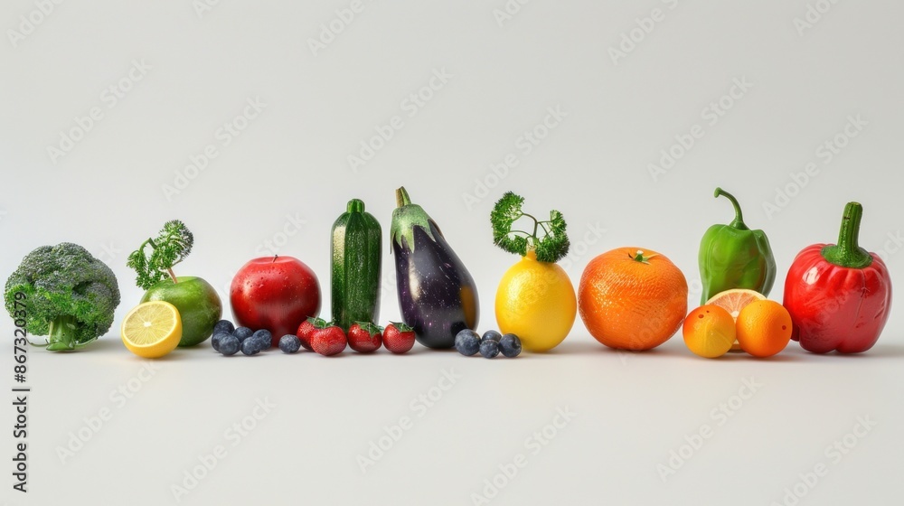 Collection set fresh fruit and vegetables isolated all food on a white background wallpaper AI generated image Collection set fresh fruit and vegetables isolated all food on a white background wallpaper AI generated image