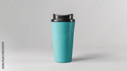 Wallpaper Mural Clean blue thermos cup mockup with black lid on white background ready for customization Torontodigital.ca