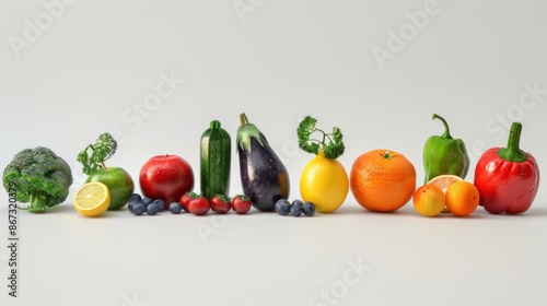 Collection set fresh fruit and vegetables isolated all food on a white background wallpaper AI generated image