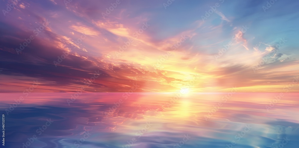 Fototapeta premium Sun Setting Over a Calm Ocean