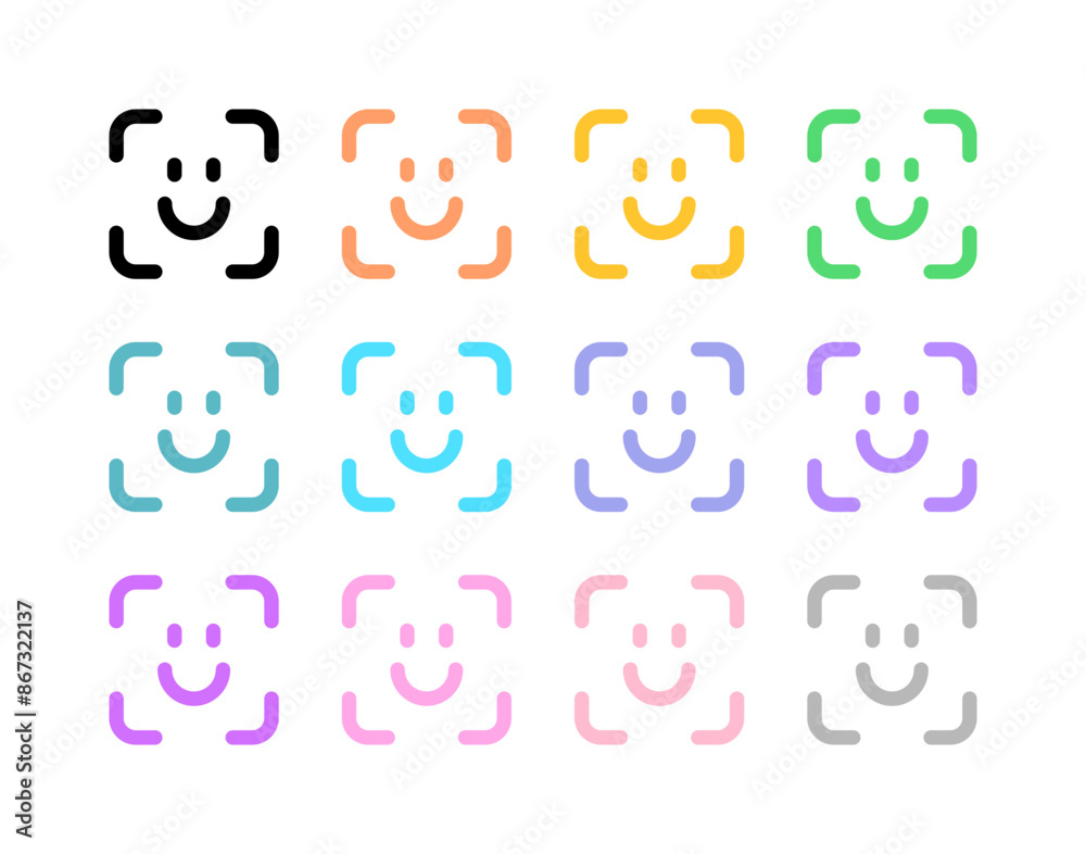 Fototapeta premium Editable face id, facial recognition vector icon. Part of a big icon set family. Perfect for web and app interfaces, presentations, infographics, etc