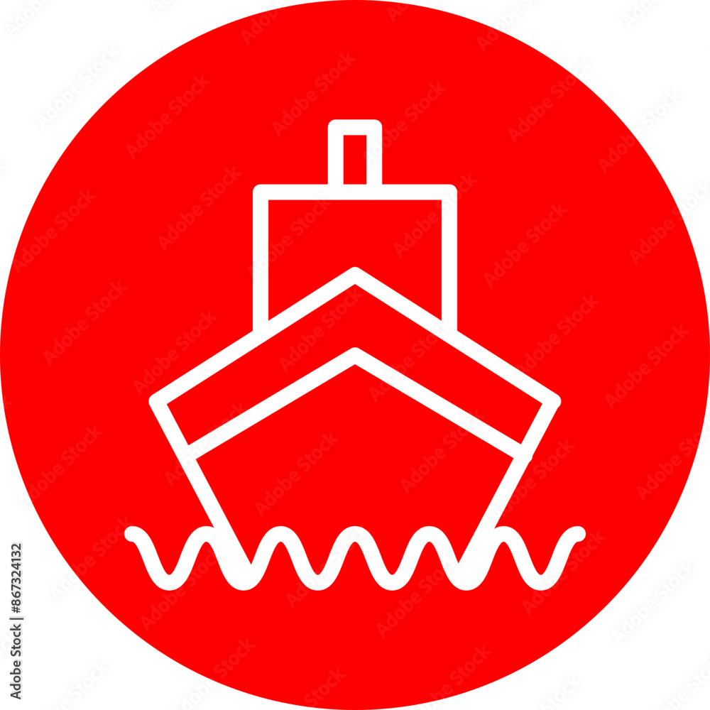 Ship Vector Line White Circle Red Ship Vector Line White Circle Red