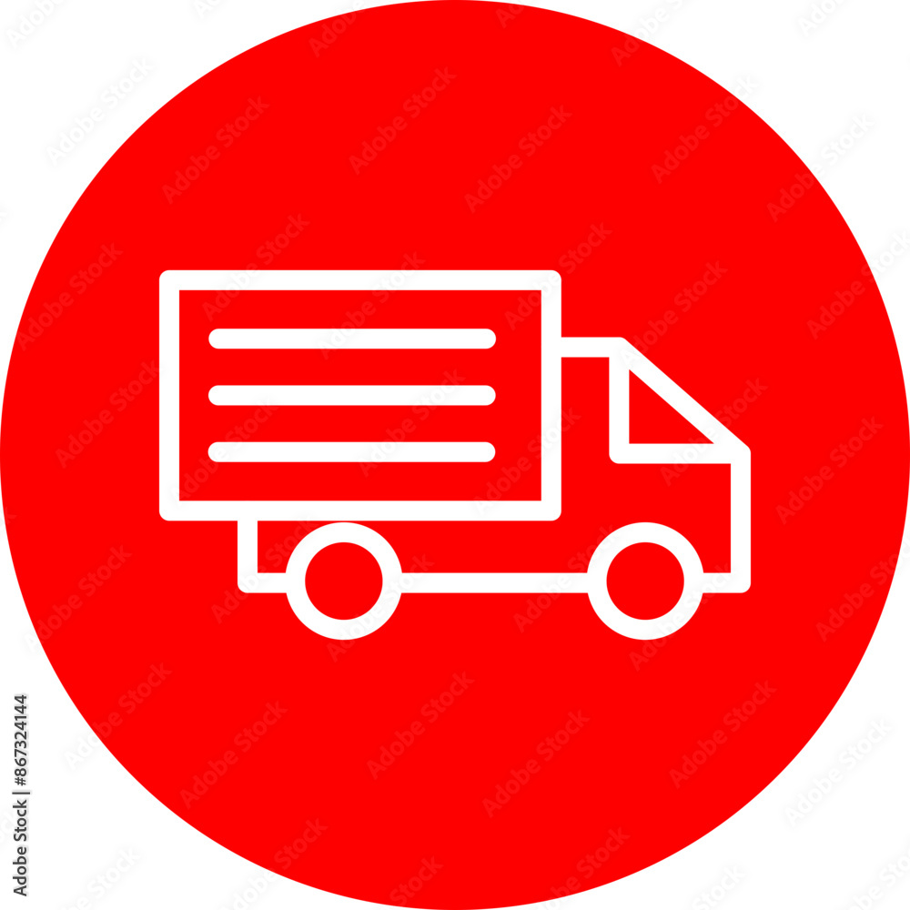 Icecream Truck Vector Line White Circle Red Icecream Truck Vector Line White Circle Red