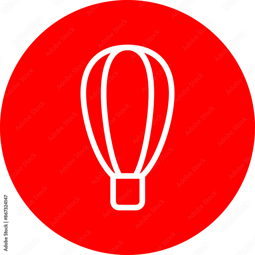 Hot air balloon Vector Line White Circle Red Hot air balloon Vector Line White Circle Red