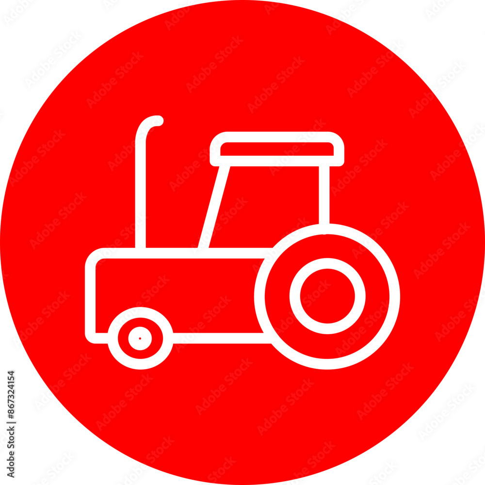 Tractor Vector Line White Circle Red Tractor Vector Line White Circle Red