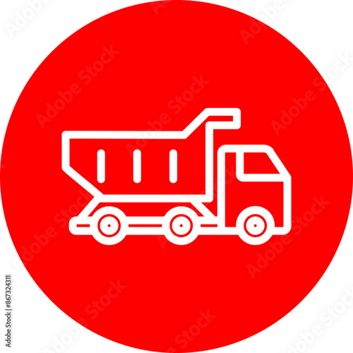 Dump truck Vector Line White Circle Red