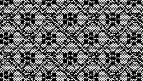 Black lace fabric with diamond-shaped geometry. vector seamless pattern.
