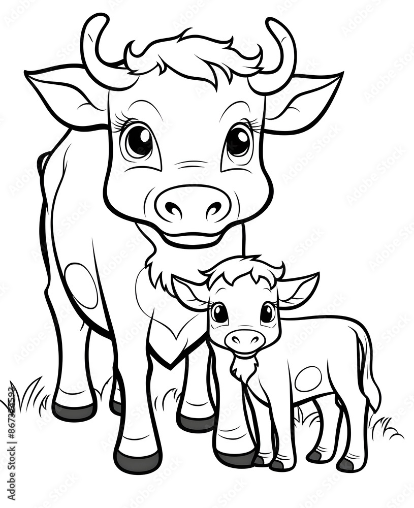 Cute cow cartoon coloring page illustration vector. For kids coloring