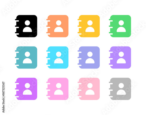 Vector phonebook, contact, diary icon. Black, white background. Perfect for app and web interfaces, infographics, presentations, marketing, etc.