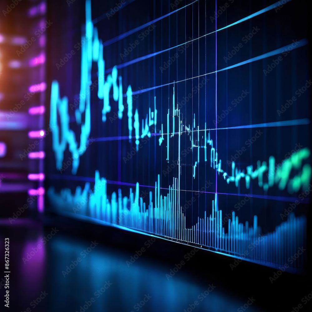 Graph of business chart on screen Graph of business chart on screen
