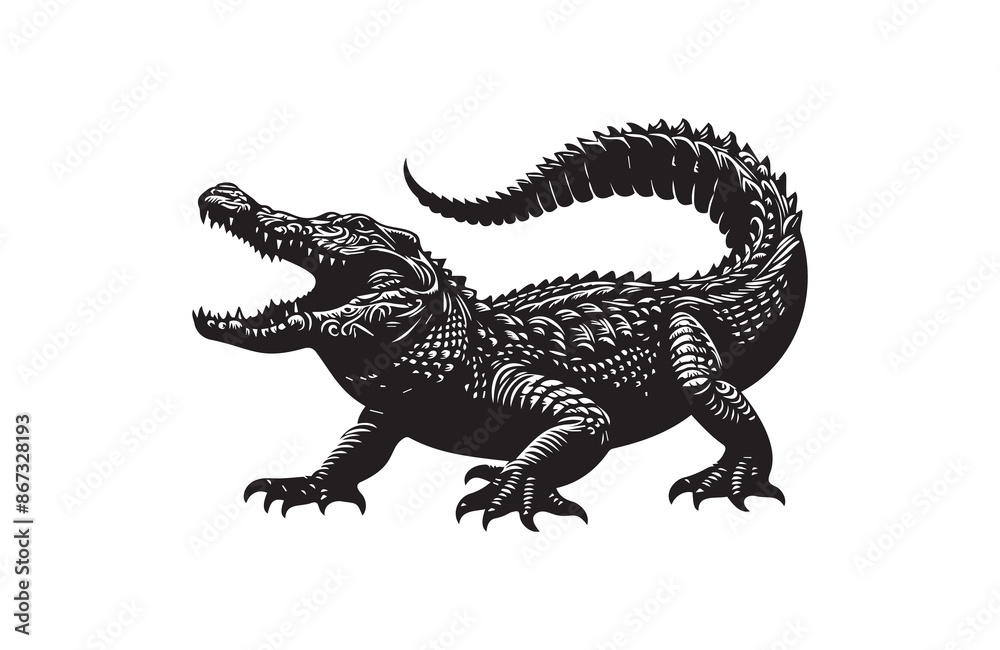 vector silhouette illustration of crocodile on white background vector silhouette illustration of crocodile on white background