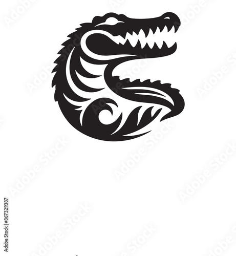 vector silhouette illustration of crocodile on white background