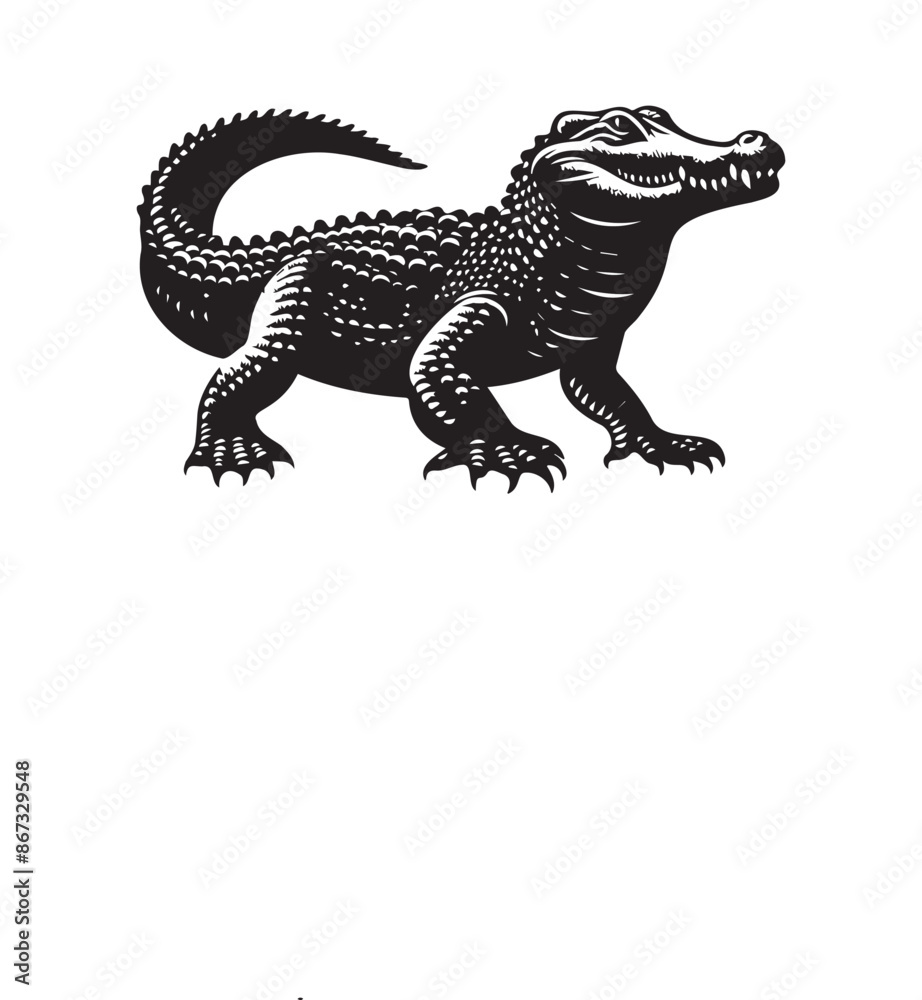 Fototapeta premium vector silhouette illustration of crocodile on white background