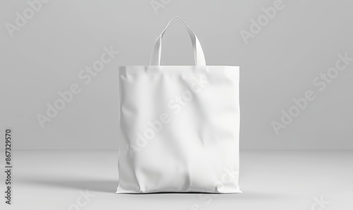 3d render blank white tote bag mockup grey background minimalist style photo