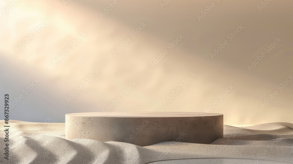 Stone Platform on White Fabric With Sunbeams Stone Platform on White Fabric With Sunbeams