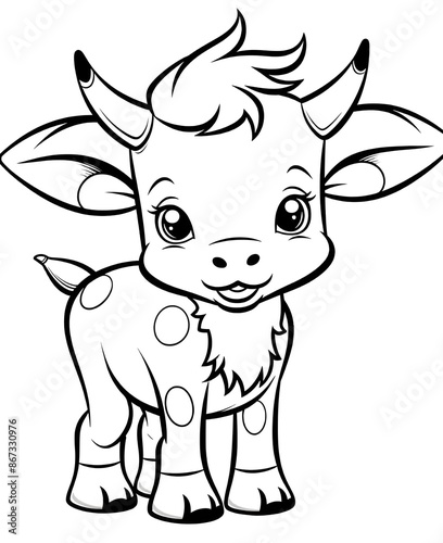 Cute cow cartoon coloring page illustration vector. For kids coloring book. cute cow colouring book image cartoon