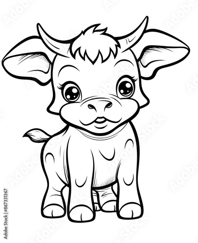 Cute cow cartoon coloring page illustration vector. For kids coloring book. cute cow colouring book image cartoon