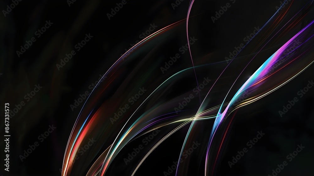 Abstract Web UI Design Background Colorful Waves Light Forms Fluid smoke gradient isolated on black