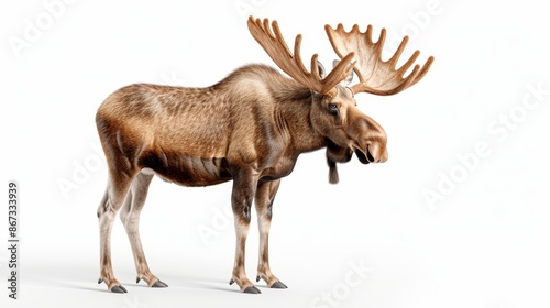 Wallpaper Mural Moose in a natural stance, perfectly isolated on white, ultra HD 4k image capturing the intricate details of its form and texture Torontodigital.ca
