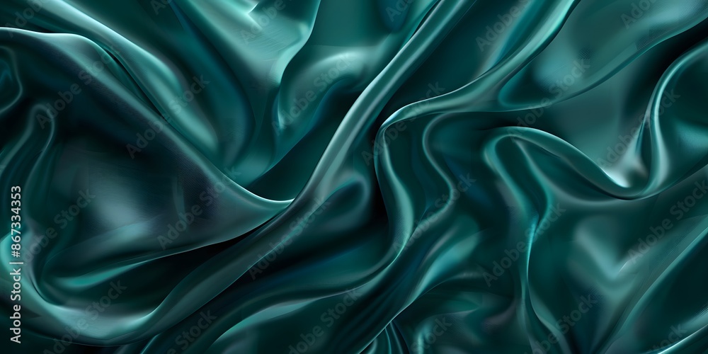 Fototapeta premium Silky Waves in Dark Blue and Green: Luxury Fabric Art