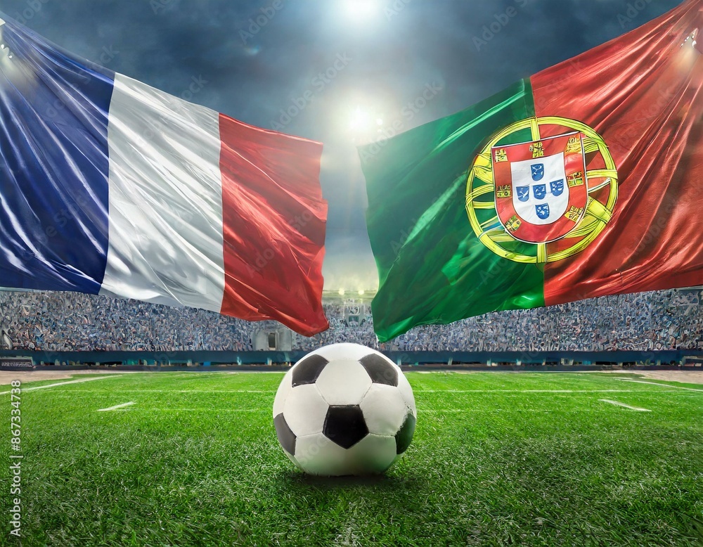 Naklejka premium Frankreich vs Portugal, Fußball Stadion 