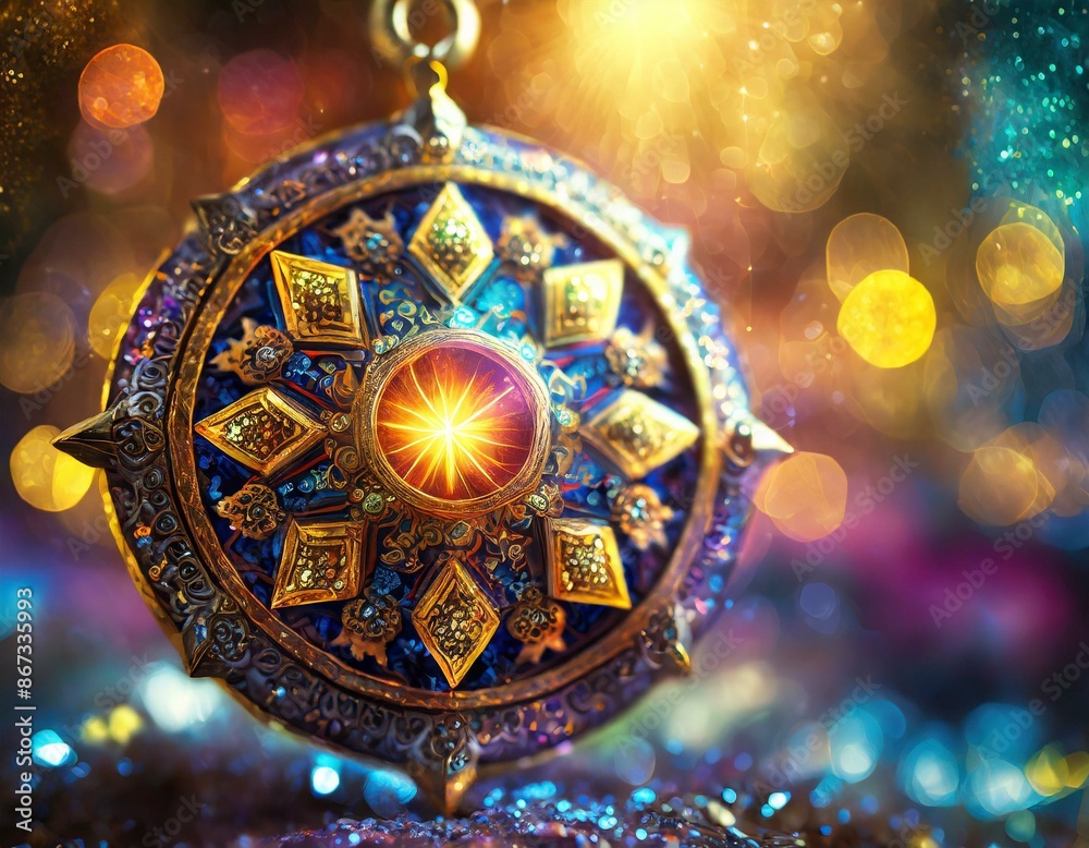 Obraz premium Ezoteryka złoty talizman w blasku magii