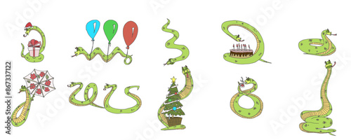 selection of characters snakes cartoon different