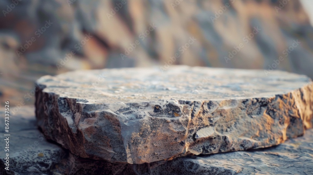 Fototapeta premium Large Flat Rock Platform in a Rocky Outcropping at Sunset