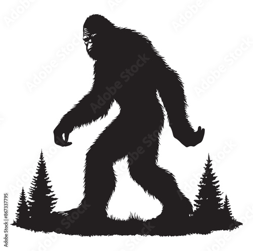 Bigfoot animal silhouette vector 