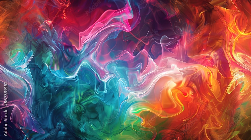 Futuristic Holographic Abstract Art in Digital Renderings