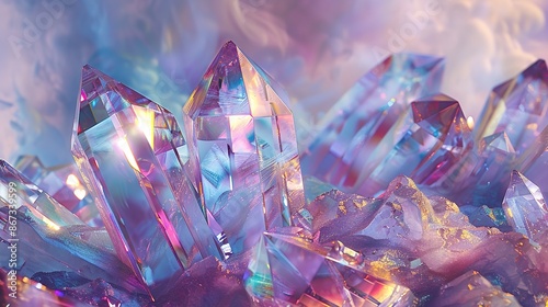 Wallpaper Mural Ethereal Crystal Reflections - Surreal Abstract Formations with Reflective Surfaces Torontodigital.ca