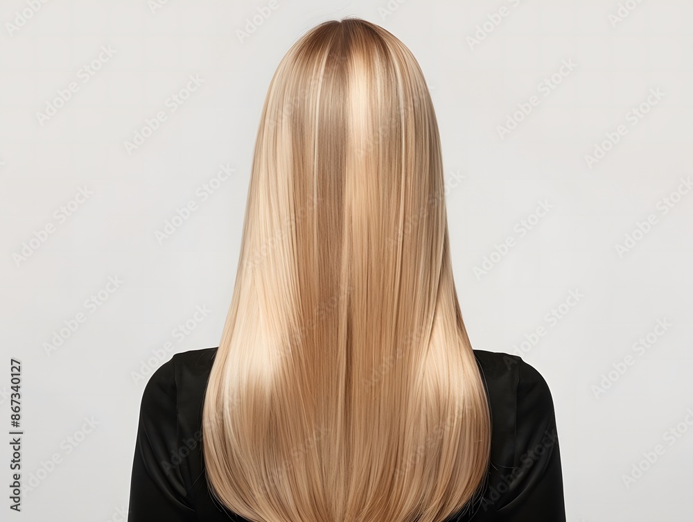 Blonde Woman with Straight Hair on White Background Blonde Woman with Straight Hair on White Background