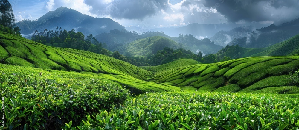 Obraz premium Serene Tea Plantation Landscape
