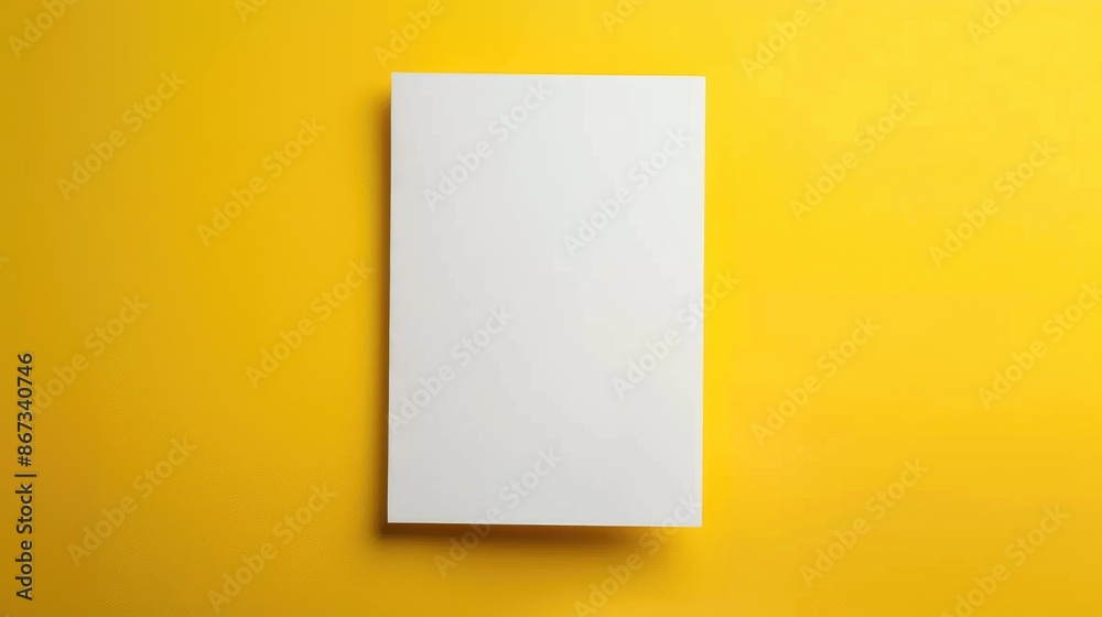 White paper sheet on yellow background with space for text advertising White paper sheet on yellow background with space for text advertising
