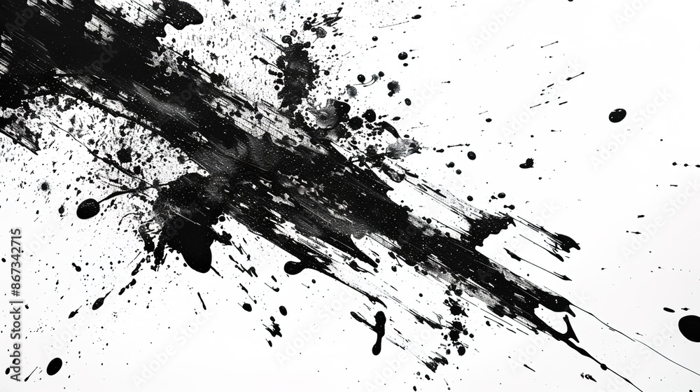 Obraz premium Dynamic Monochromatic Ink Splatter Abstract with Energetic Vibes