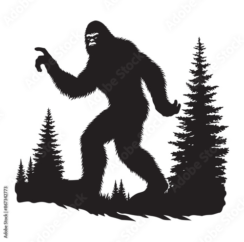 Bigfoot animal silhouette vector 