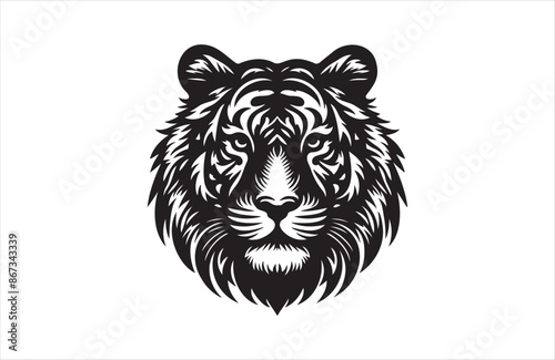 vector silhouette illustration of a tiger on white background