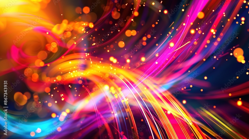 Vivid Abstract Lights in Dynamic Motion - Colorful Streaks and Bright Hues Illuminating the Dark