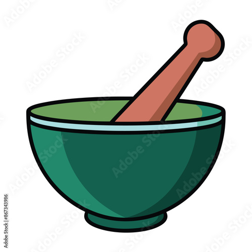 mortar and pestle kitchen tool, mortar and pestle cooking icon.