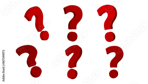 3D Realistic Question Mark logo icon design in red color, isometric angles