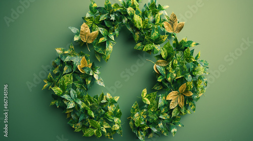  natural leaf recycling symbol with white background