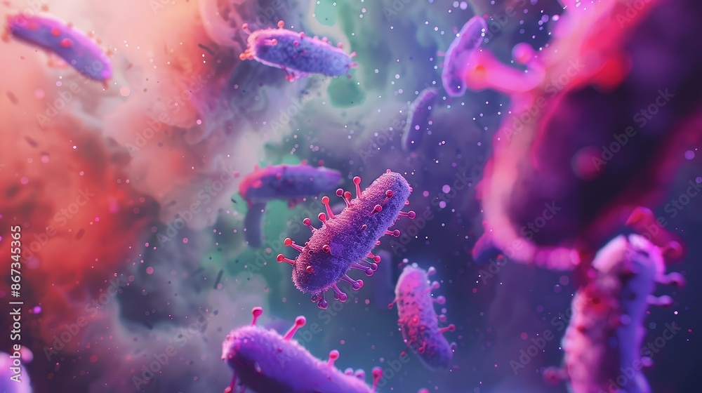 Bacterial infection of the gastrointestinal tract. Infectious diseases, anatomy, medicine, biology, science, health concept.
