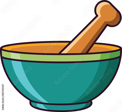 mortar and pestle kitchen tool, mortar and pestle cooking icon.