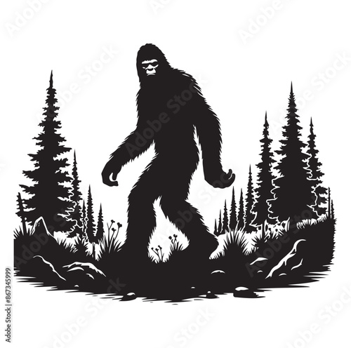 Bigfoot animal silhouette vector 