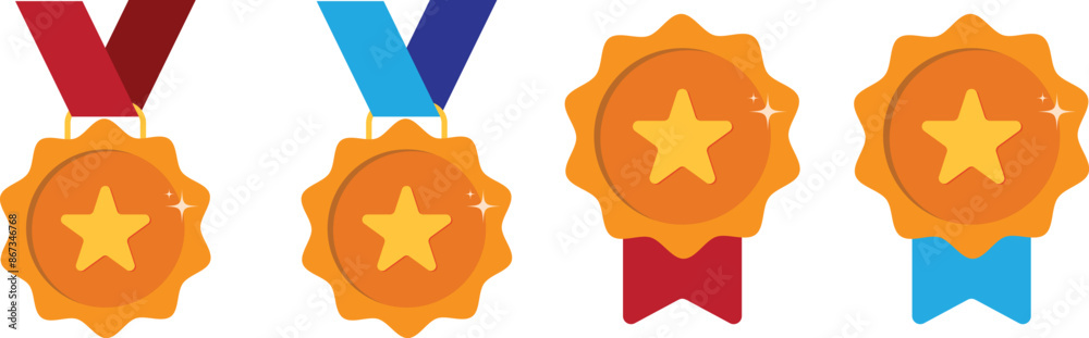 medal award icon, Badge with ribbon icons - certified prize icon symbol in for apps and website.eps10 medal award icon, Badge with ribbon icons - certified prize icon symbol in for apps and website.eps10